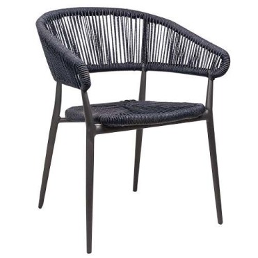 Terrace Chair for restaurant and cafes. Aluminium Frame and PE Wicker in Navy Color/Olive Color 