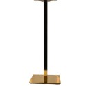 High Tablebase for restaurant bartable with black pole and square brass-look foot