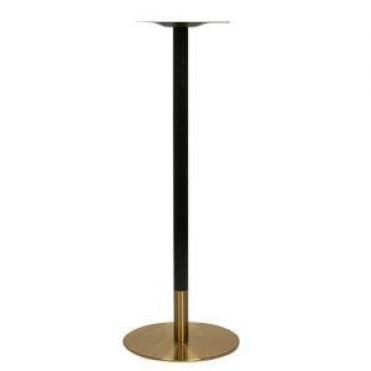 High Tablebase for café bar table with black pole and round brass-look foot