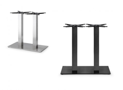 Table base in black or polished stainless steel with two columns for rectangular tabletops