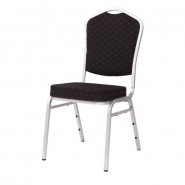 Banketu krēsls ar melnu audumu un sudraba rāmi