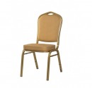 Banquet chair with golden frame and beige fabric. 