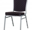 Banquet Chair with Black Fabric and Silver Frame.