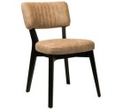 Chair with dark wooden frame and artificial leather in Taupe