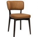 Chair with dark wooden frame and artificial leather in Cognac 