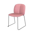 Seminar chair with black coated legs and pink fabric on seat