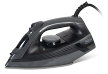 Black and Grey Steam Iron for hotels with ceramic sole and strong black cable. 