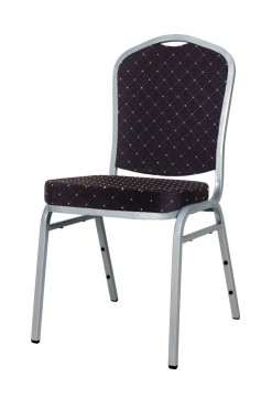 Banquet Chair with Black Fabric and Silver Frame.