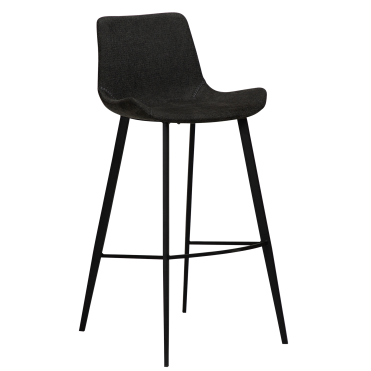 Barstool for Restaurant and Café in Black Fabric and Black Metal Frame