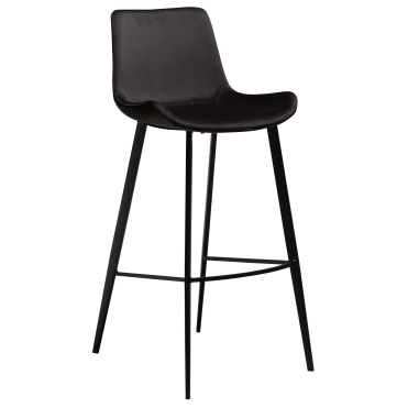 Restaurant Barstool in Black Velvet and Black Metal Frame