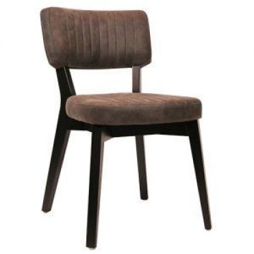 Chair with dark wooden frame and artificial leather in Anthracite 