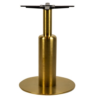 Steel table base for restaurants in gold-look coating. 