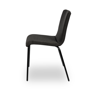 Seminar chair with black upholstery and black coated legs. 