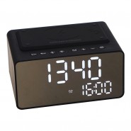 Hotel Clock Radio med USB og wireless opladning af telefon og tablet.